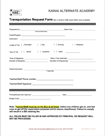 Transportation Request Form KAA file cover